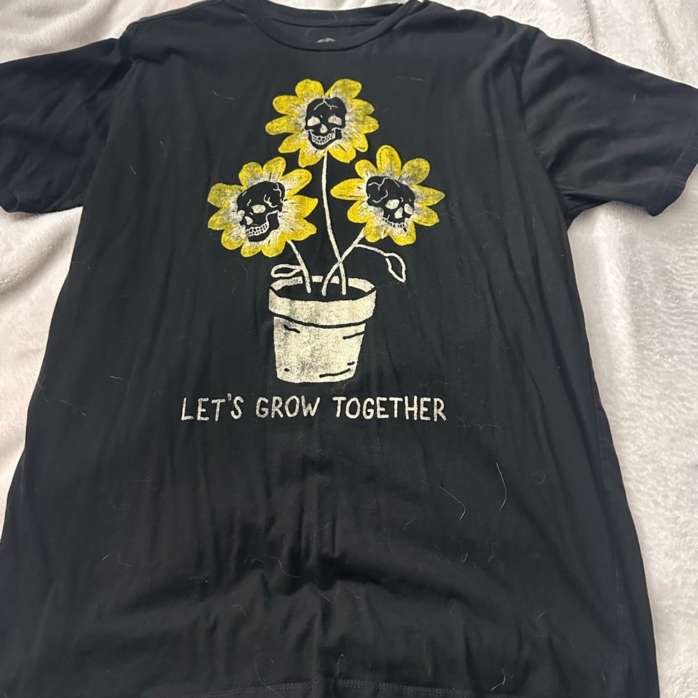 Black Shirt with Yellow Sunflower Print